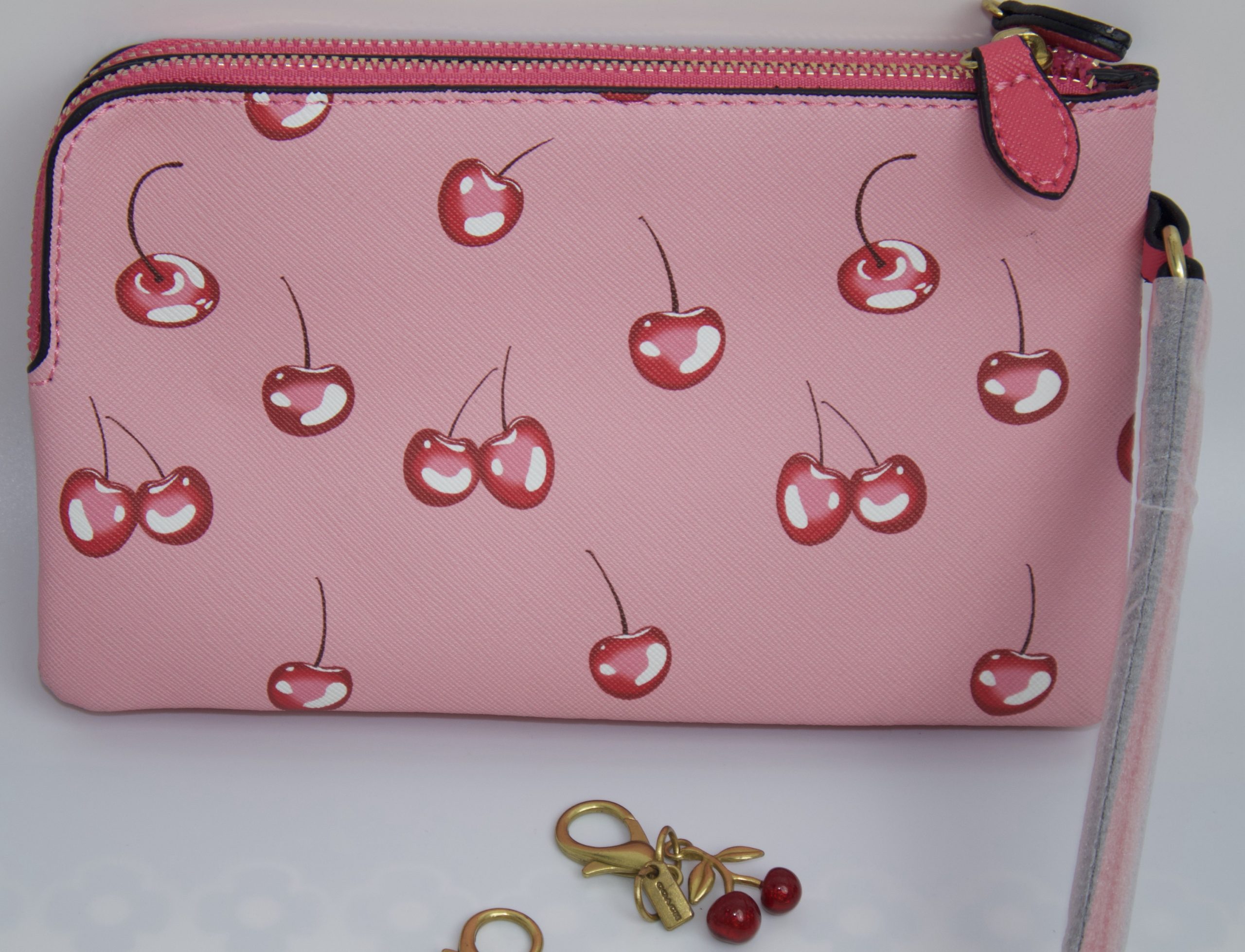 Coach Corner Zip Wristlet with Cherry Print - Image 2