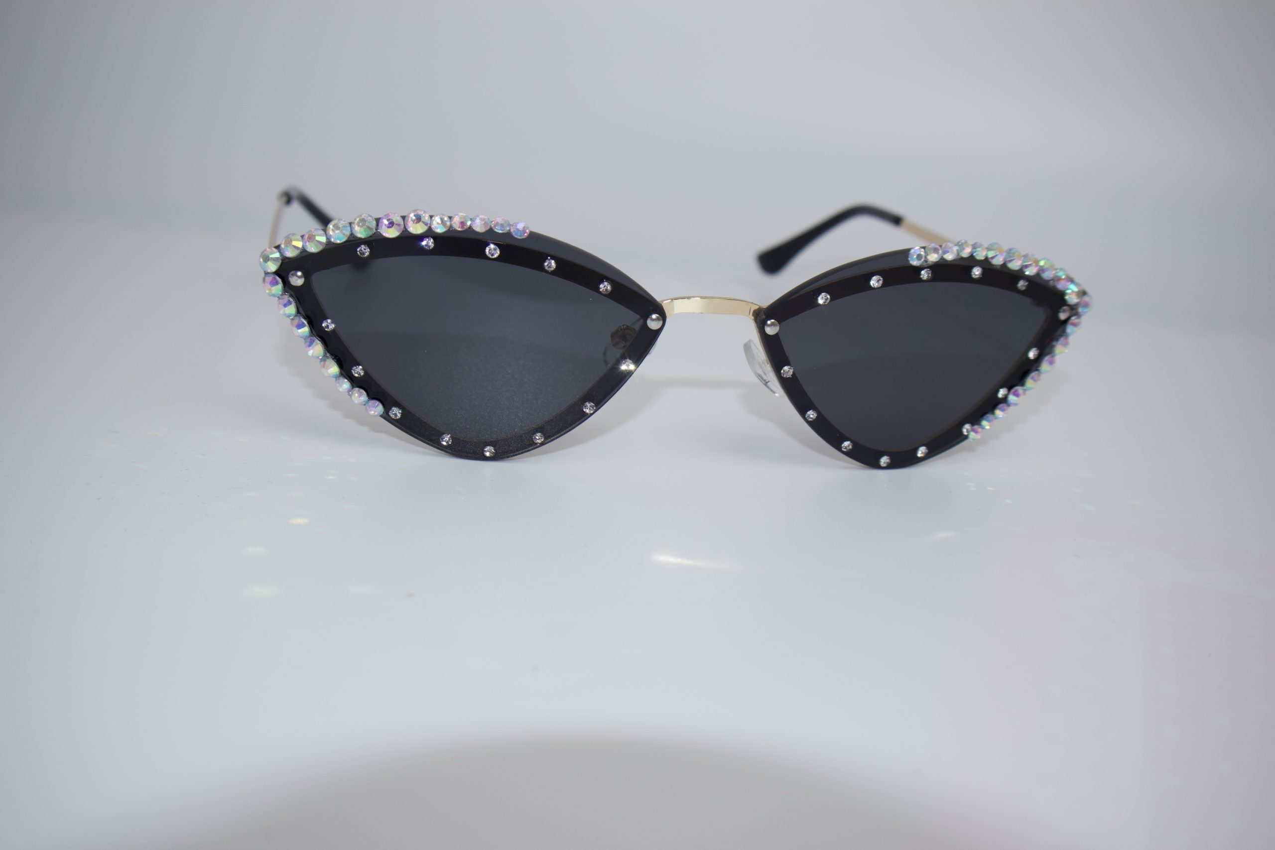 Black Cat-Eye Sunglasses with Rhinestone Detailing - Image 3