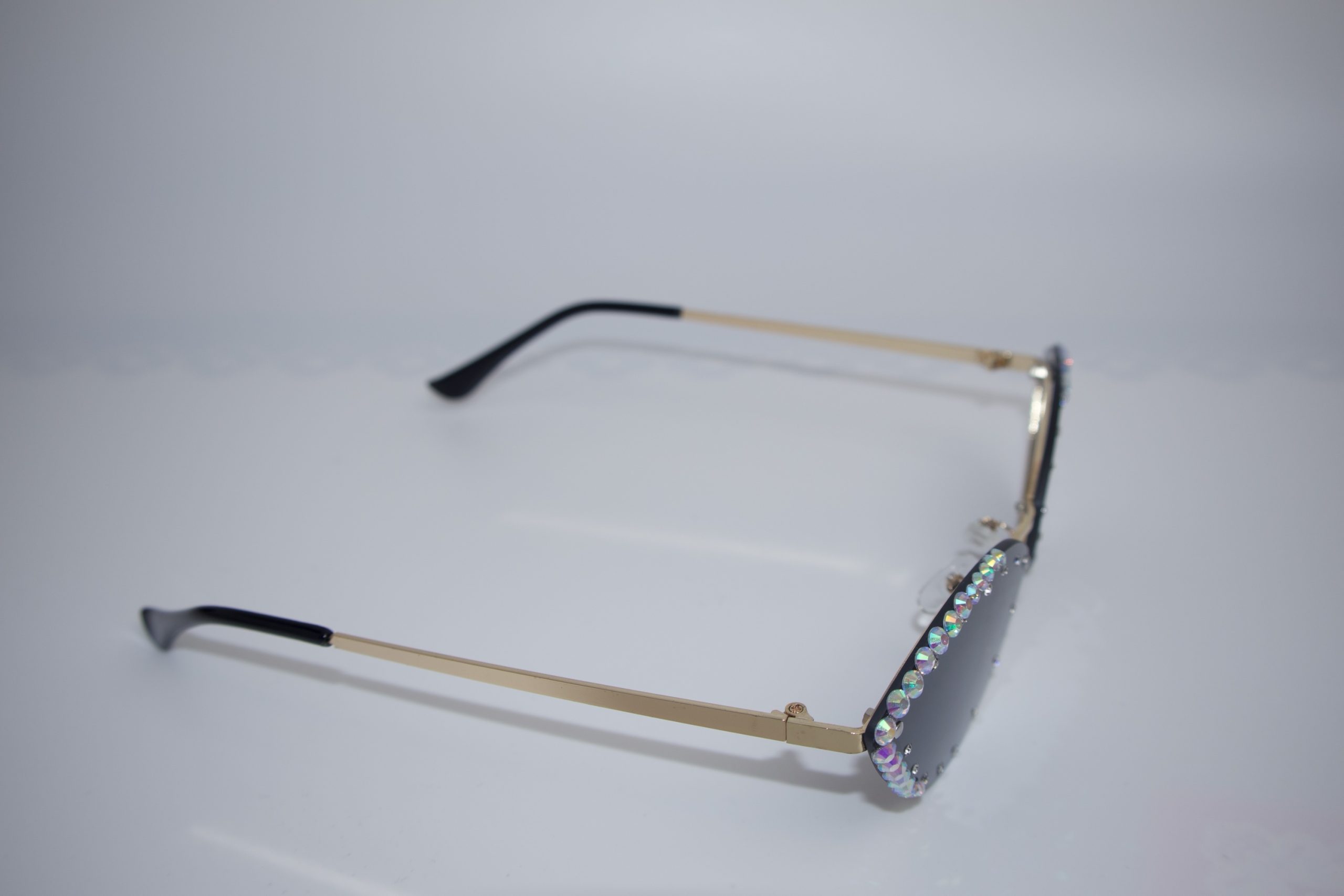 Black Cat-Eye Sunglasses with Rhinestone Detailing - Image 2