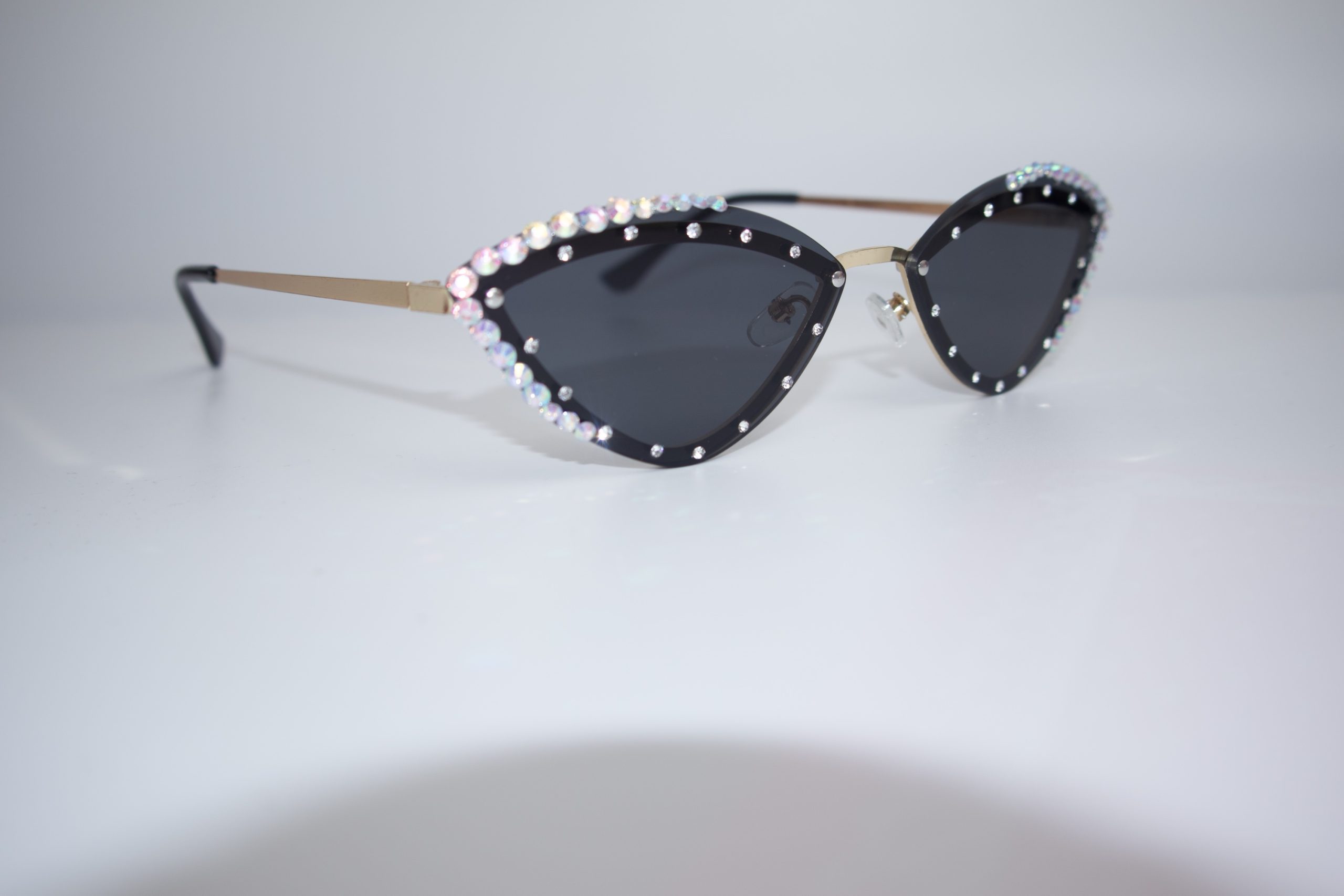 Black Cat-Eye Sunglasses with Rhinestone Detailing