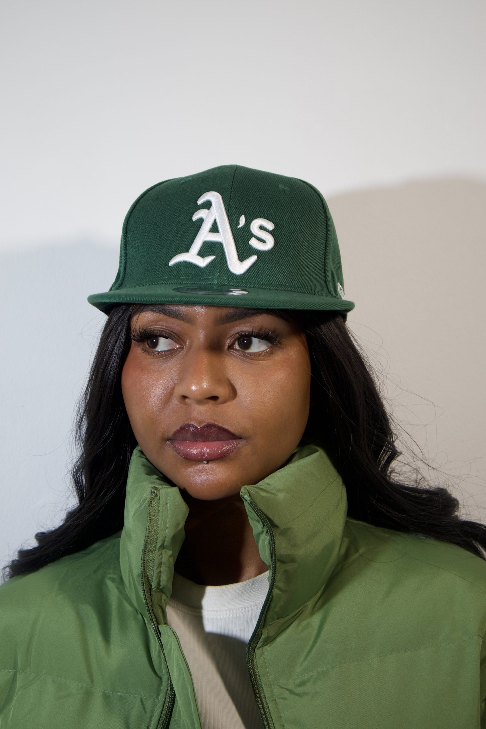 UNISEX OAKLAND ATHLETICS MLB TEAM LOGO GREEN 9FIFTY STRETCH SNAP CAP