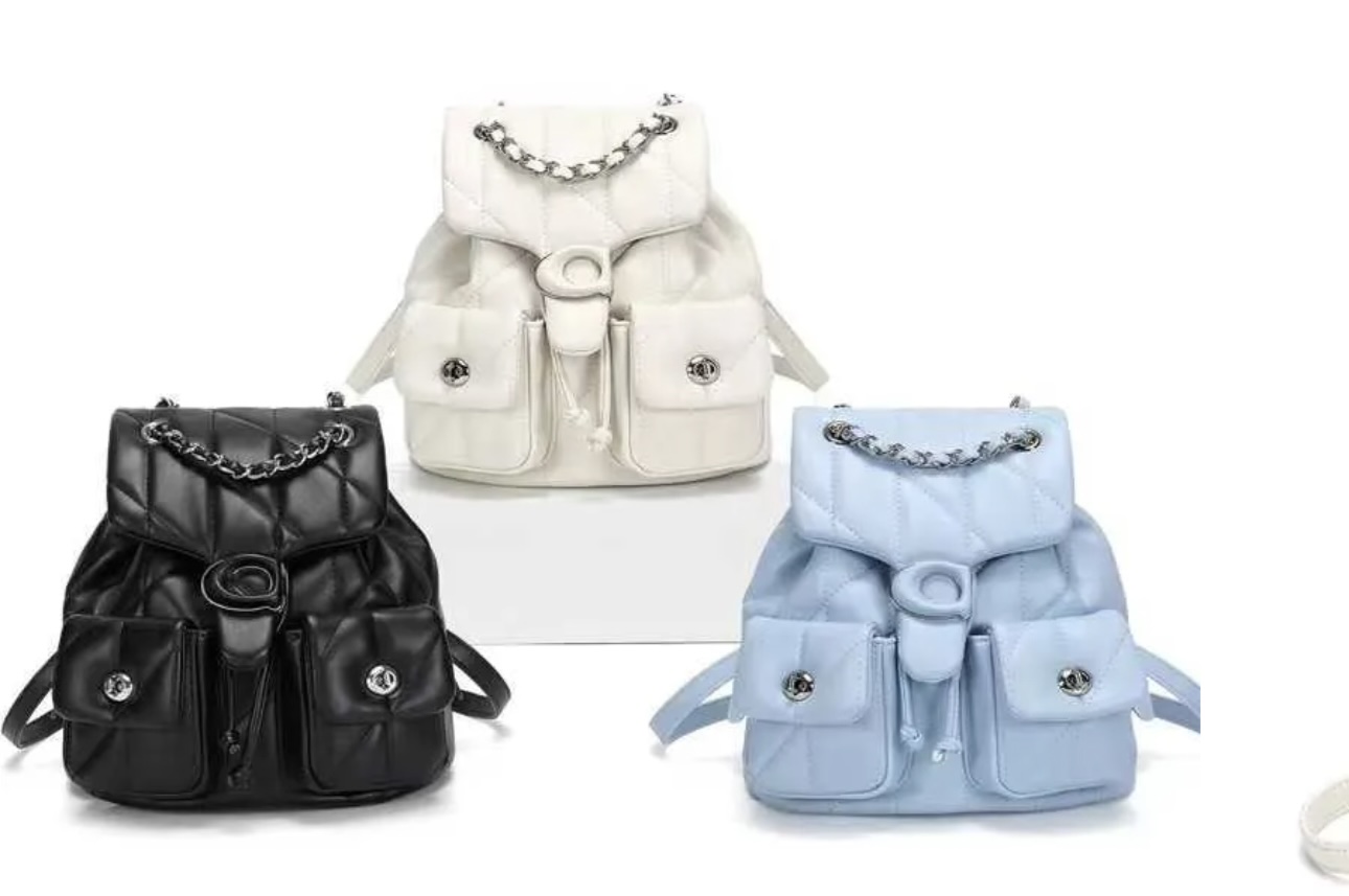 Trendy Women's Large Capacity Multifunctional Leather Travel Backpack with Chain - Image 2