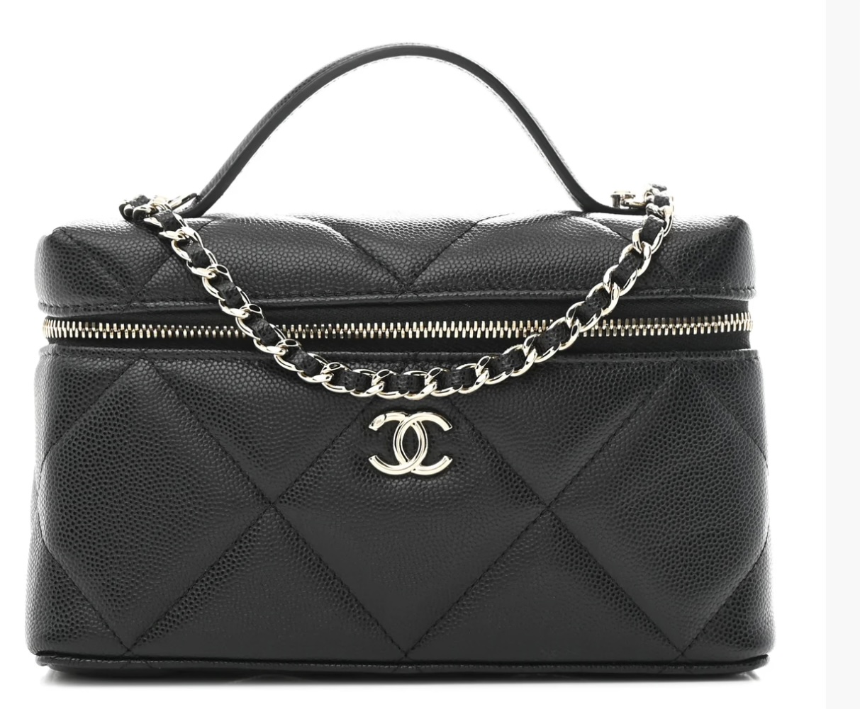 CHANEL
Caviar Quilted Top Handle Slim Vanity With Chain Black